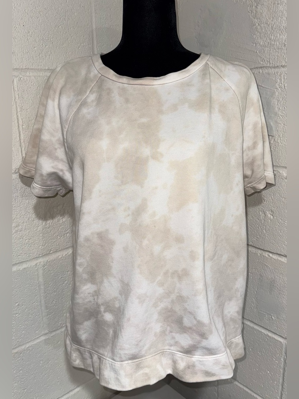 Lou & Grey 100% Cotton Neutral Tie Dye Short Sleeve Sweatshirt Large (L)